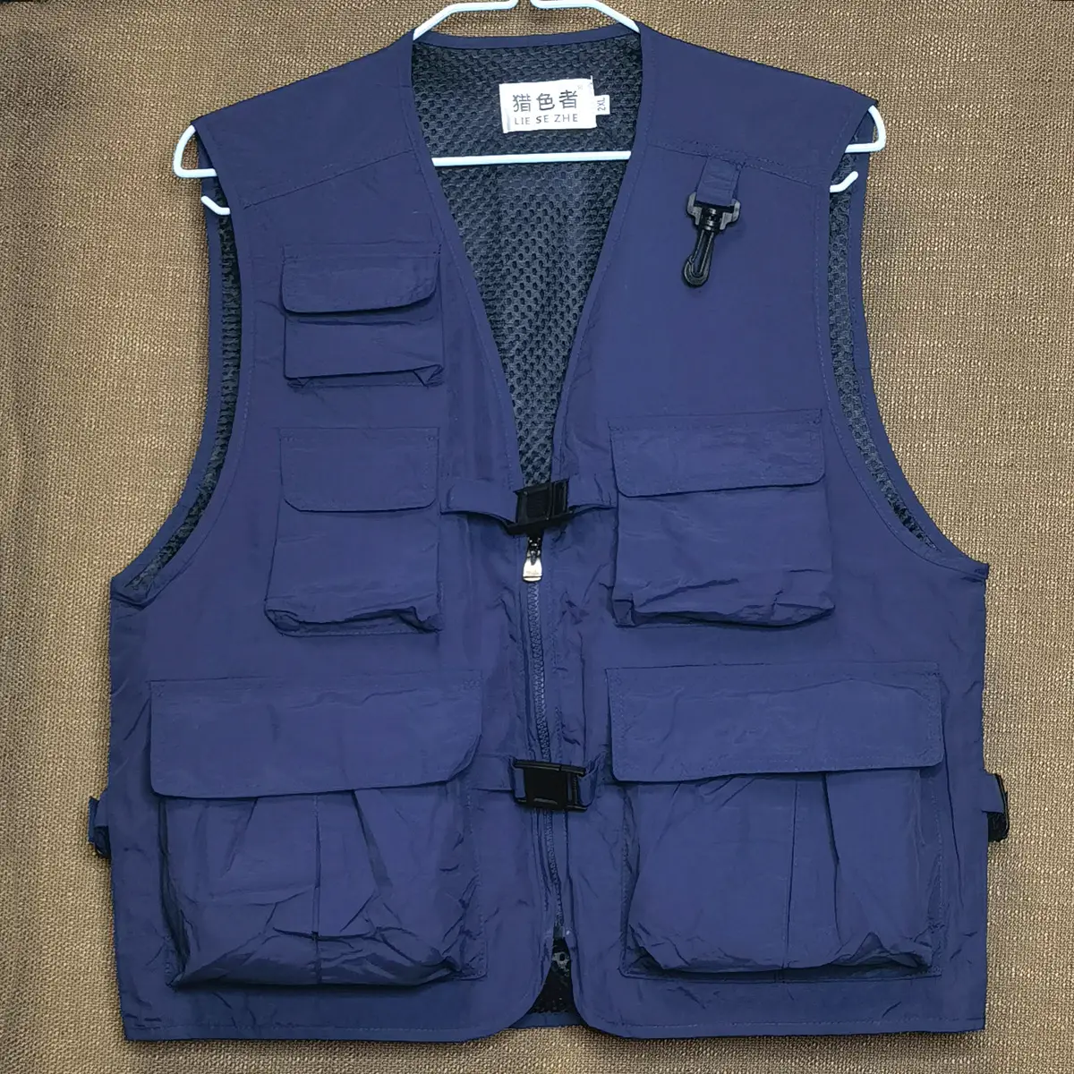 Men's Beige Printed Vest with 5 Pockets - Image 6