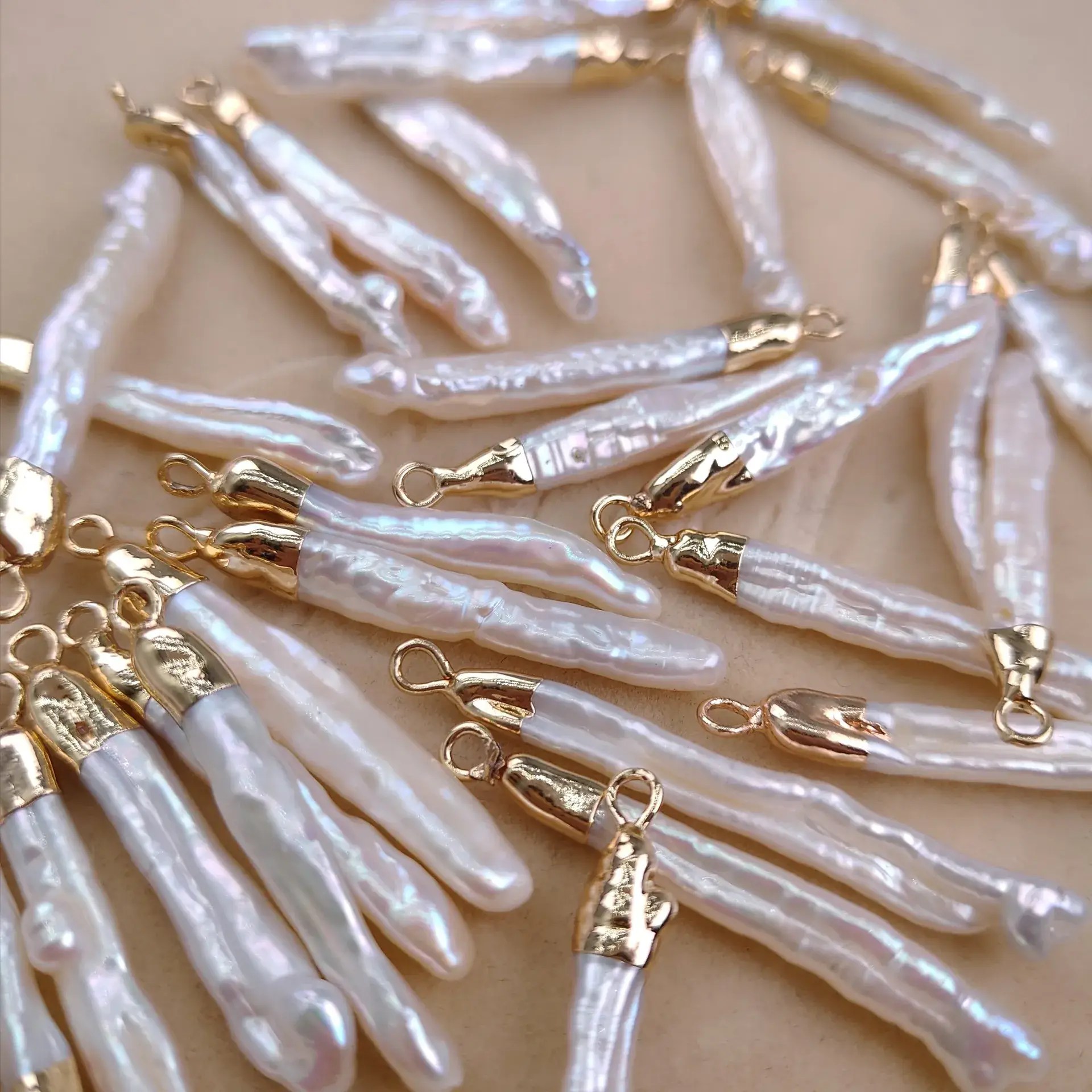 Natural Freshwater Pearl Toothpick Jewelry with Gold Top Gilt - Image 3