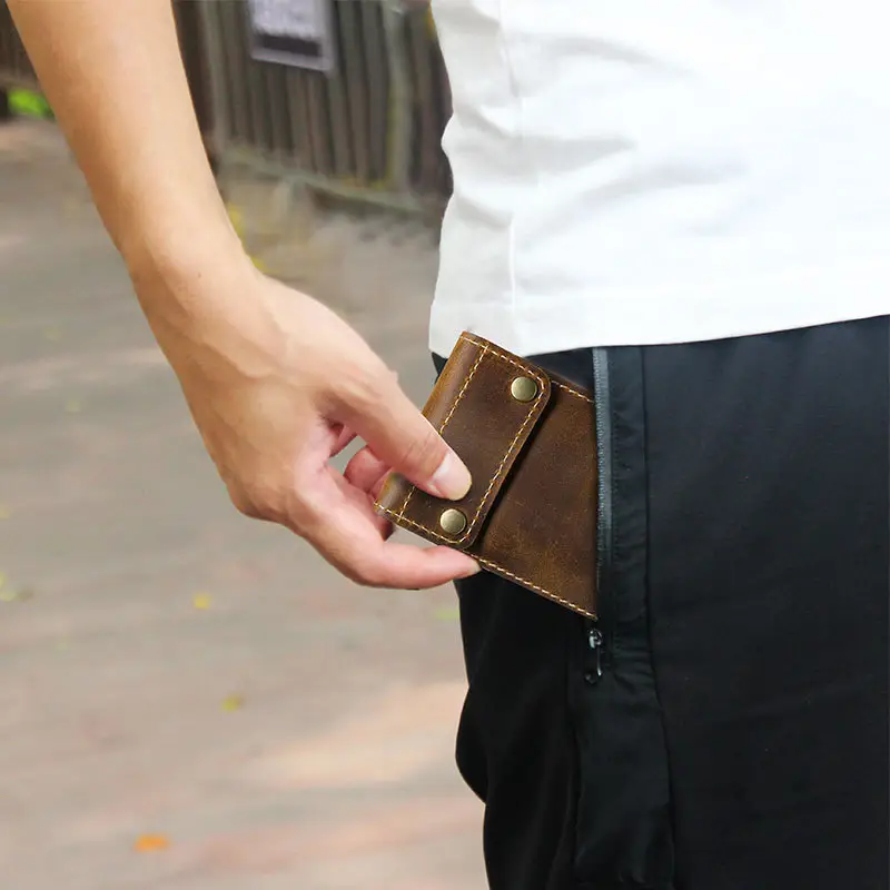 Retro Leather Watch Bag with Dial & Buttons - Image 3