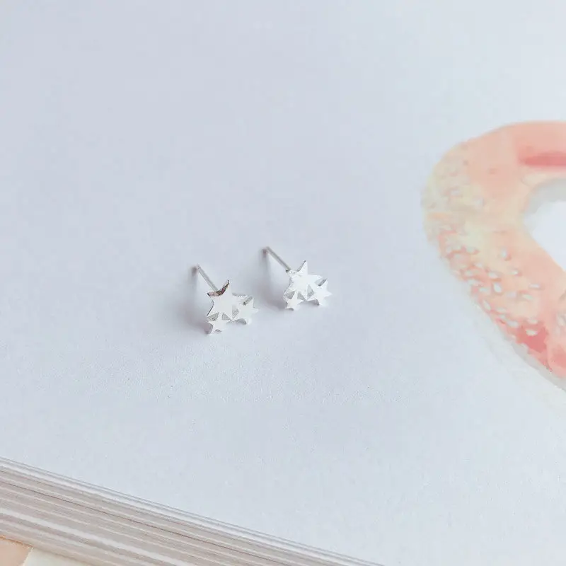 Mori Earrings for Women Super Fairy Japanese Korean Simple S925 Sterling Silver Three Five-Corner Stars Elegant Fashion All-Match Earrings - Image 6