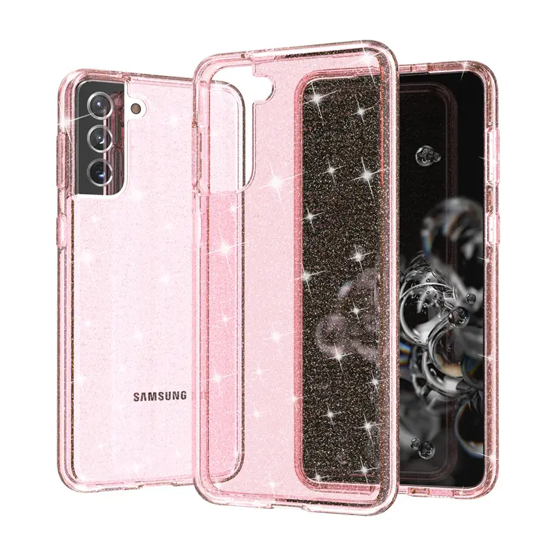 Transparent Phone Case for Samsung S21 Plus Drop Resistant Pink - Image 2