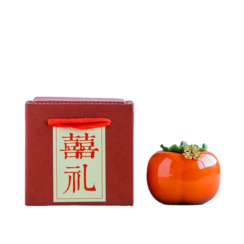 Small Persimmon Tea Jar Hand Gift Wedding Gift Box