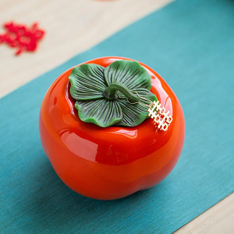 Small Persimmon Tea Jar Hand Gift Wedding Gift Box