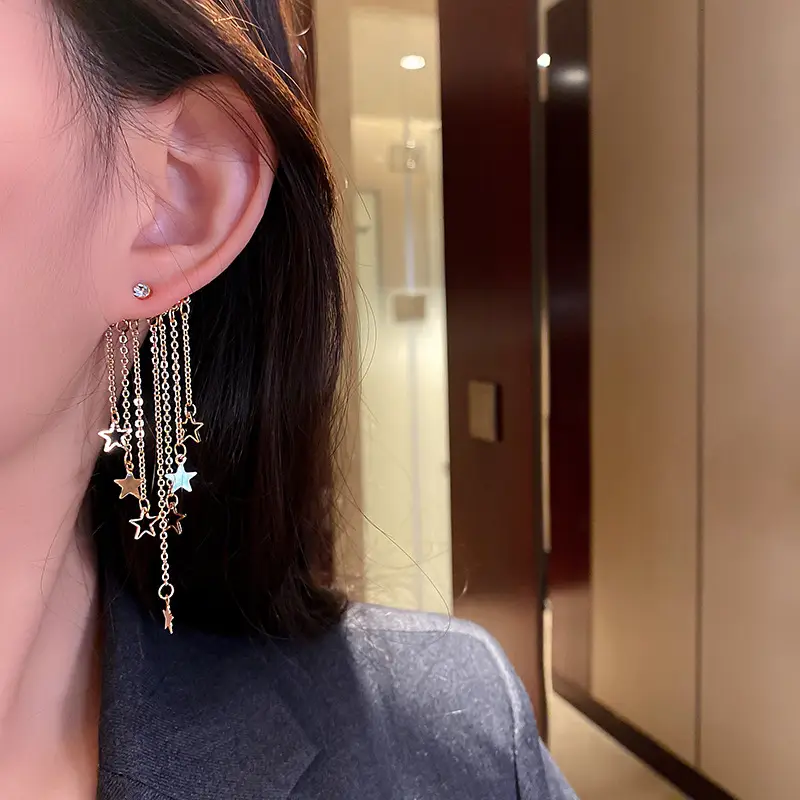 Silver Needle Korean Dongdaemun Star Tassel Earrings Wholesale - Image 4