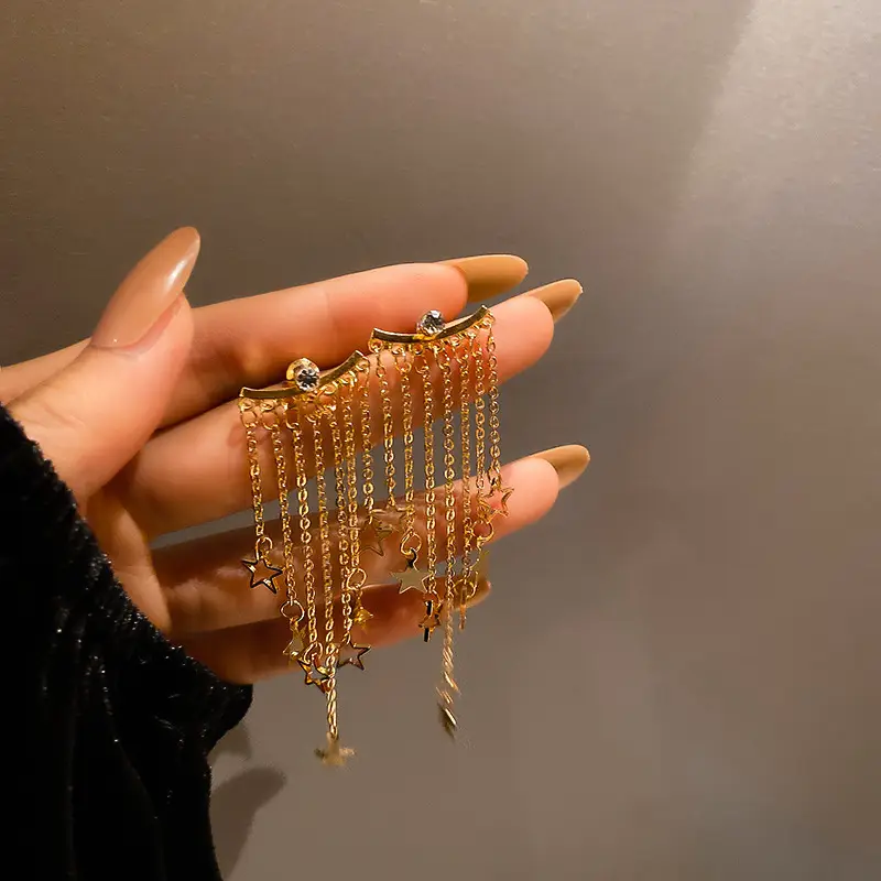 Silver Needle Korean Dongdaemun Star Tassel Earrings Wholesale - Image 5