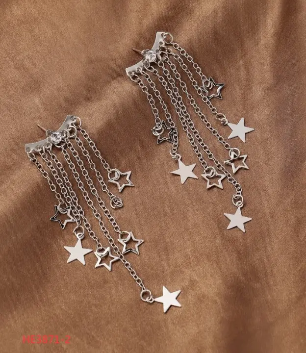 Silver Needle Korean Dongdaemun Star Tassel Earrings Wholesale - Image 2