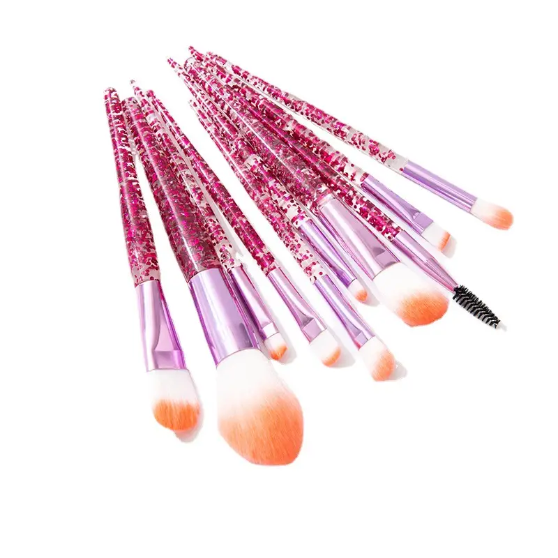 Purple Glitter Makeup Brushes Set for Eyeshadow & Setting - Image 9