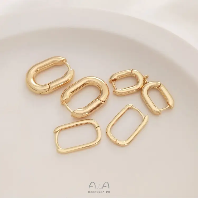 14K Gold Plated U-Shaped Oval Earrings French Style — feature 10