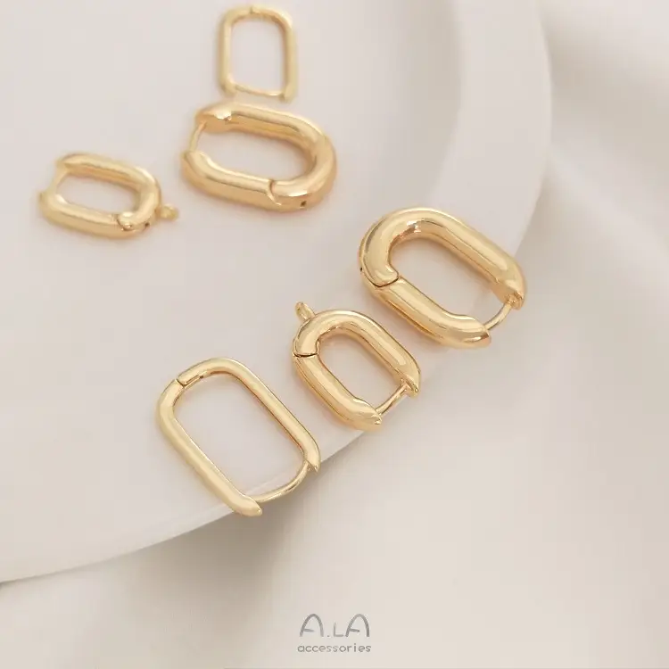 14K Gold Plated U-Shaped Oval Earrings French Style — feature 11