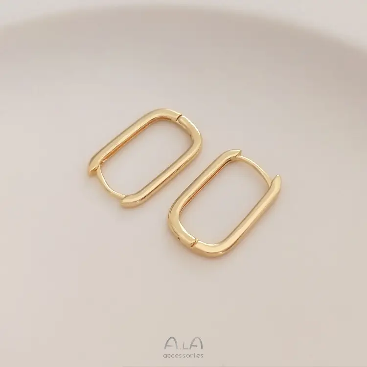 14K Gold Plated U-Shaped Oval Earrings French Style — feature 7