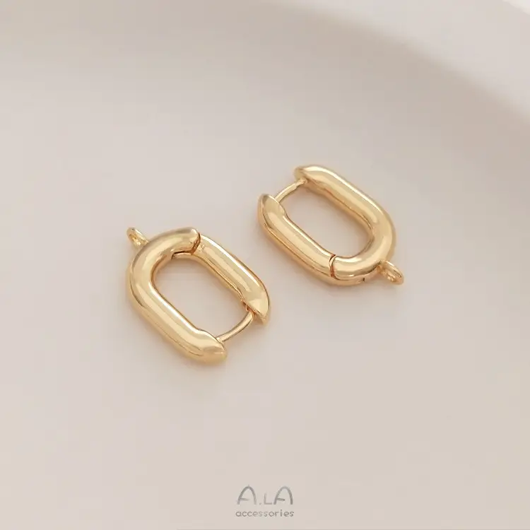 14K Gold Plated U-Shaped Oval Earrings French Style — feature 8