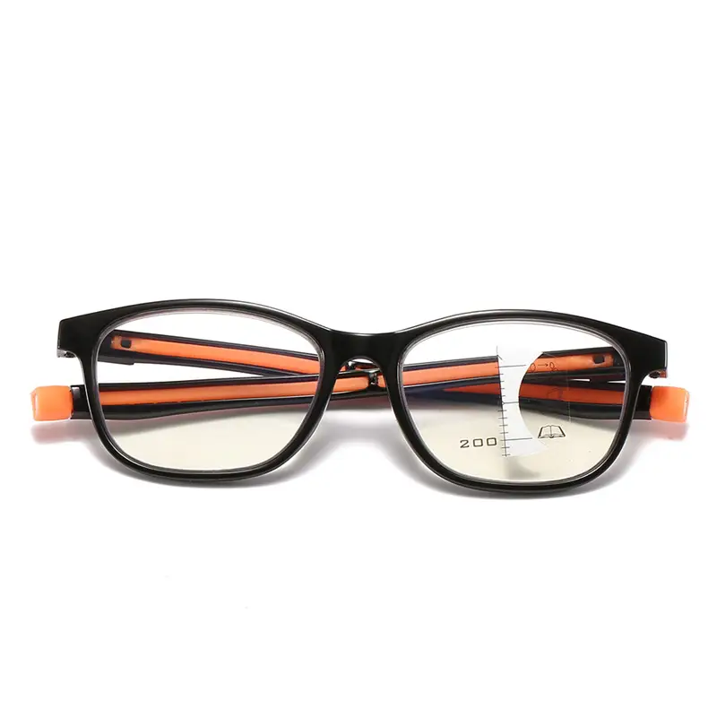 Men's Smart Zoom Anti-Blue Light Reading Glasses Black Orange
