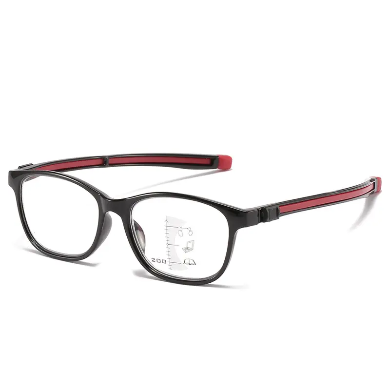 Men's Smart Zoom Anti-Blue Light Reading Glasses Black Orange