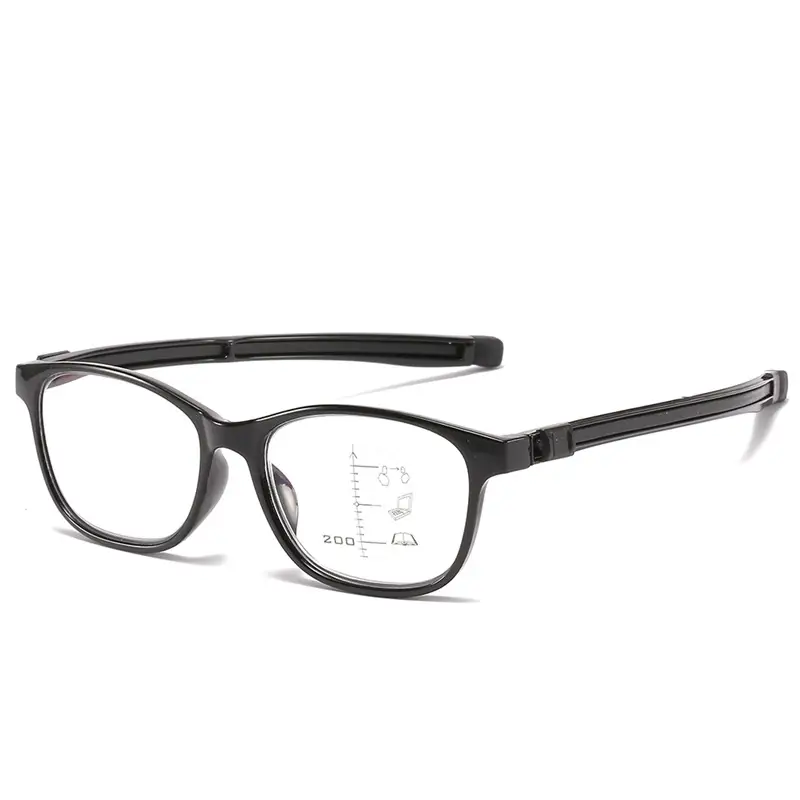 Men's Smart Zoom Anti-Blue Light Reading Glasses Black Orange
