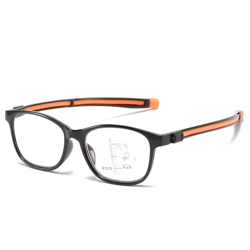 Men's Smart Zoom Anti-Blue Light Reading Glasses Black Orange