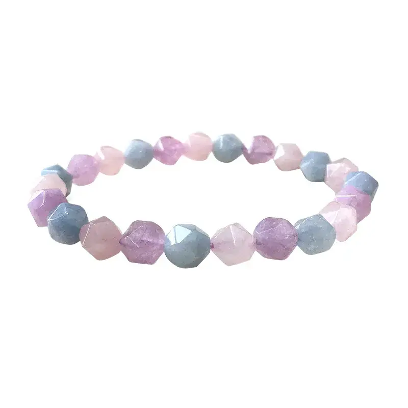 Jingyao Natural Duobao Crystal Bracelet Aquamarine Pink Diamond Facet - Image 5