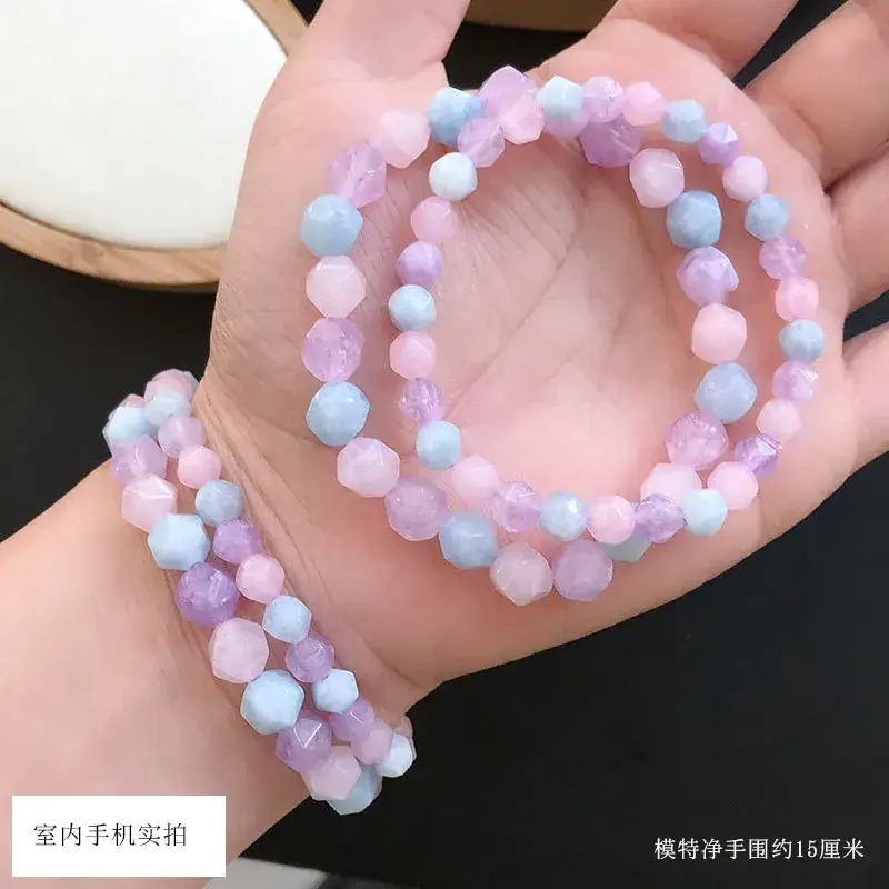 Jingyao Natural Duobao Crystal Bracelet Aquamarine Pink Diamond Facet — feature 8