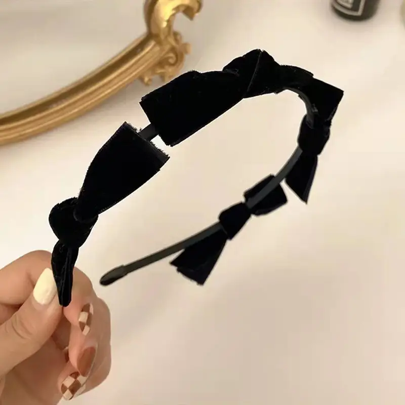Red Velvet Bow Hair Band for Women - Image 5