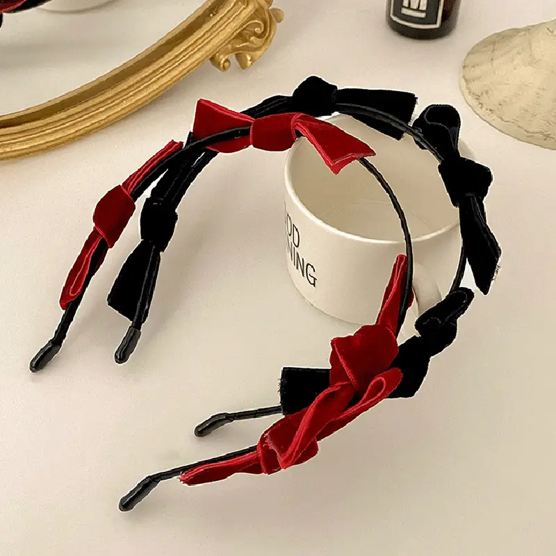 Red Velvet Bow Hair Band for Women - Image 6