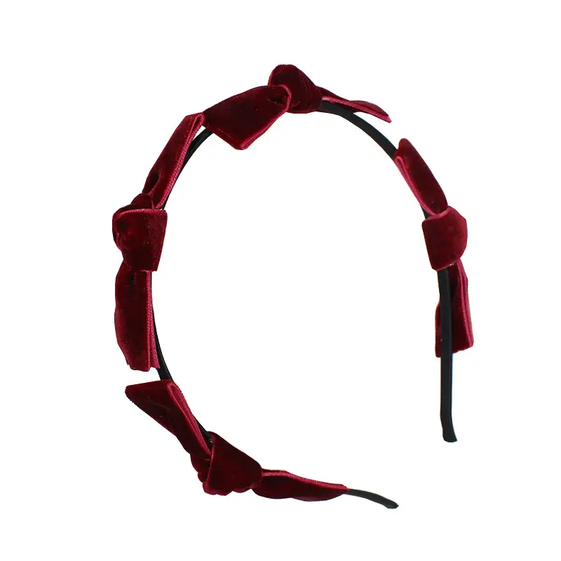 Red Velvet Bow Hair Band for Women - Image 7