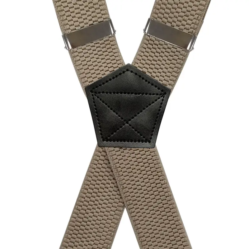 Red Cross Pattern Stretch Suspenders 4 Clip Unisex - Image 13