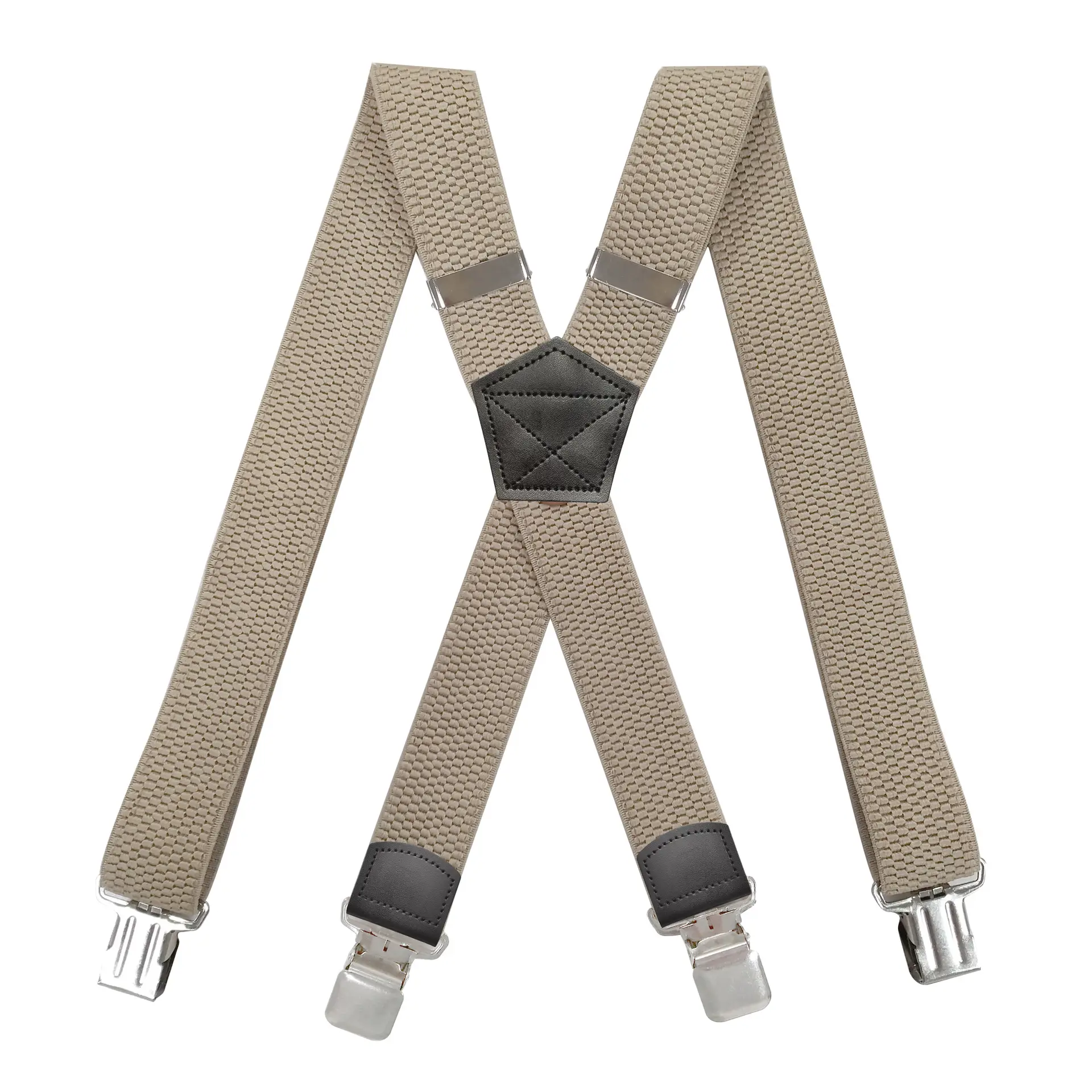 Red Cross Pattern Stretch Suspenders 4 Clip Unisex - Image 15