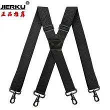 Red Cross Pattern Stretch Suspenders 4 Clip Unisex — feature 14