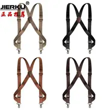 Red Cross Pattern Stretch Suspenders 4 Clip Unisex — feature 22