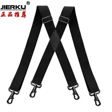 Red Cross Pattern Stretch Suspenders 4 Clip Unisex — feature 24