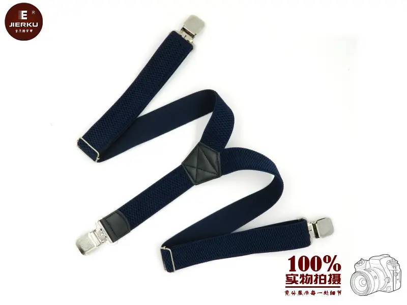 Red Cross Pattern Stretch Suspenders 4 Clip Unisex - Image 10