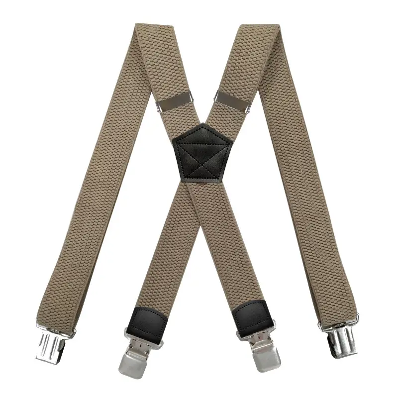 Red Cross Pattern Stretch Suspenders 4 Clip Unisex - Image 5