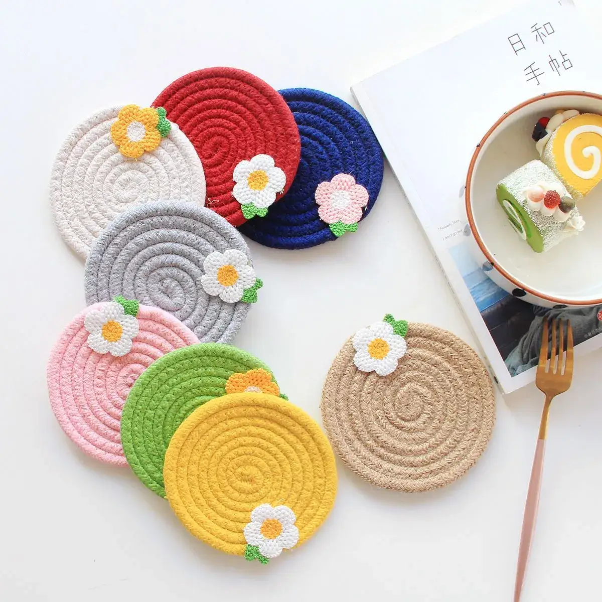 Pink Heat Insulated Small Flower Coaster Mat - Image 11