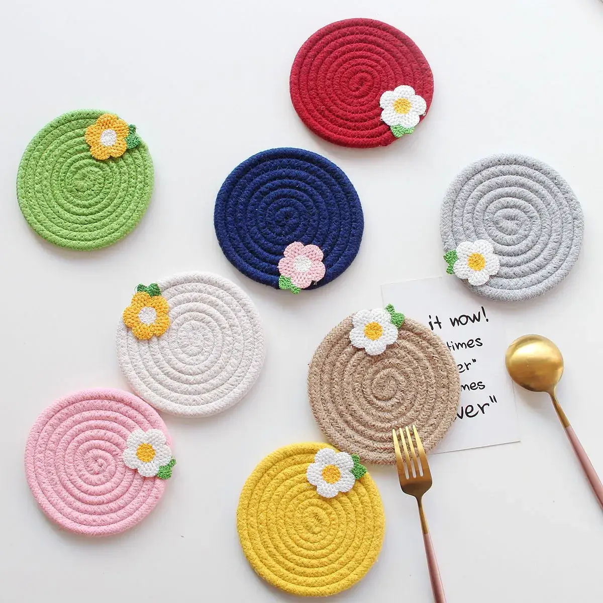 Pink Heat Insulated Small Flower Coaster Mat - Image 12