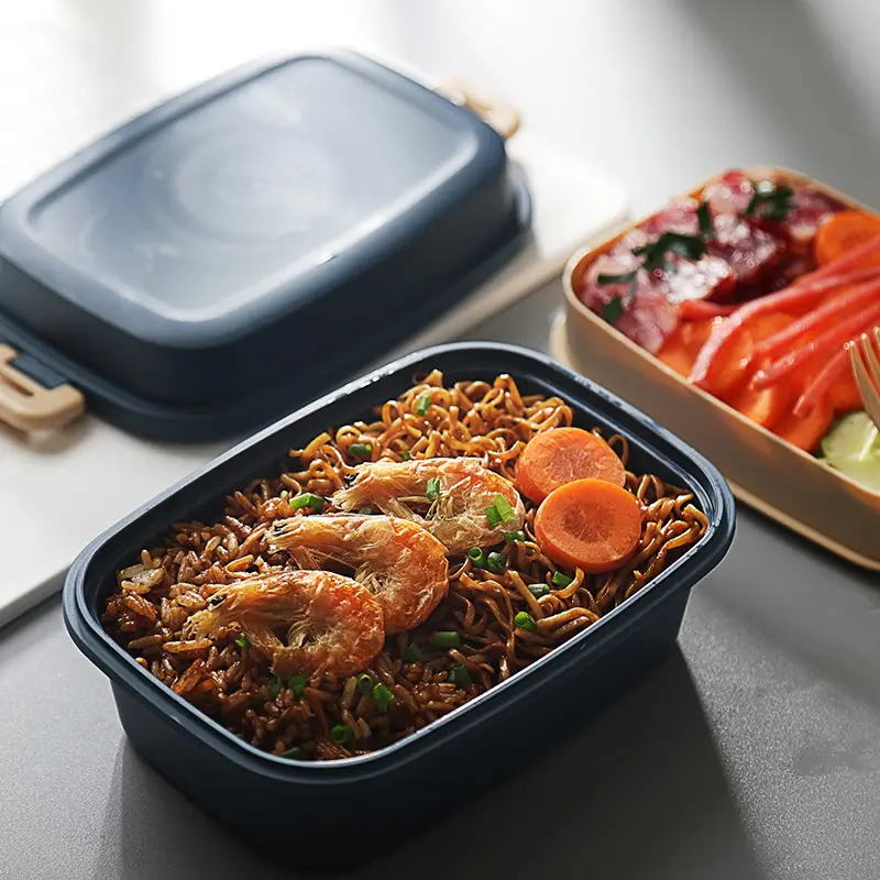 Double Buckle Frosted Lunch Box with Spoon Fork - Image 5