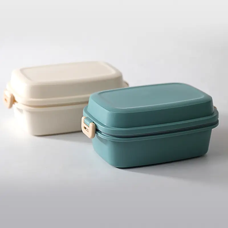 Double Buckle Frosted Lunch Box with Spoon Fork - Image 7