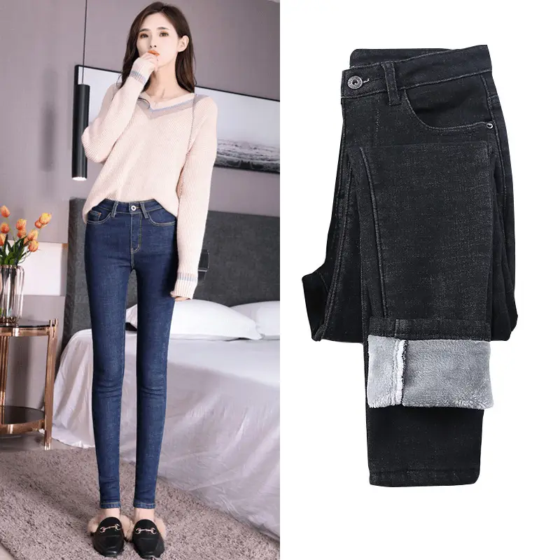 2021 Winter Fleece Warm Jeans Women High Waist Slim Fit - Image 6