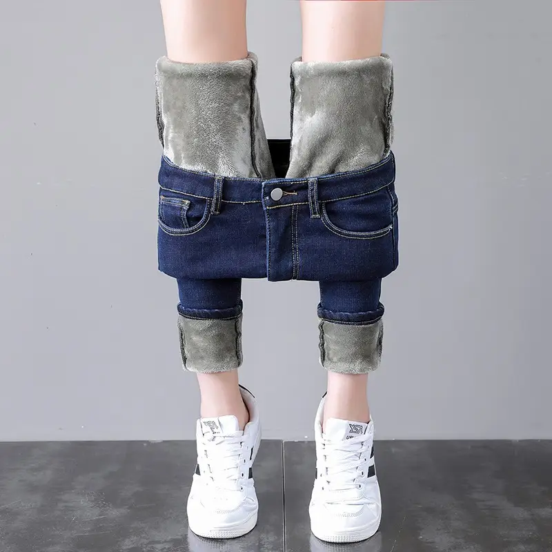 2021 Winter Fleece Warm Jeans Women High Waist Slim Fit - Image 8