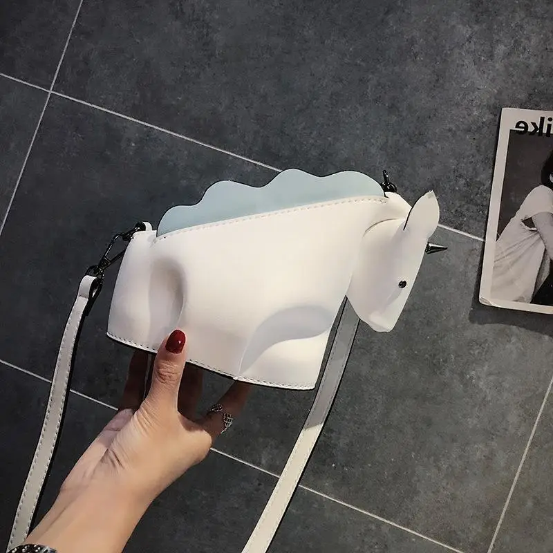 White Unicorn PU Crossbody Bag for Women