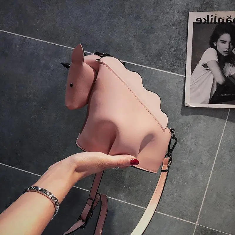 White Unicorn PU Crossbody Bag for Women
