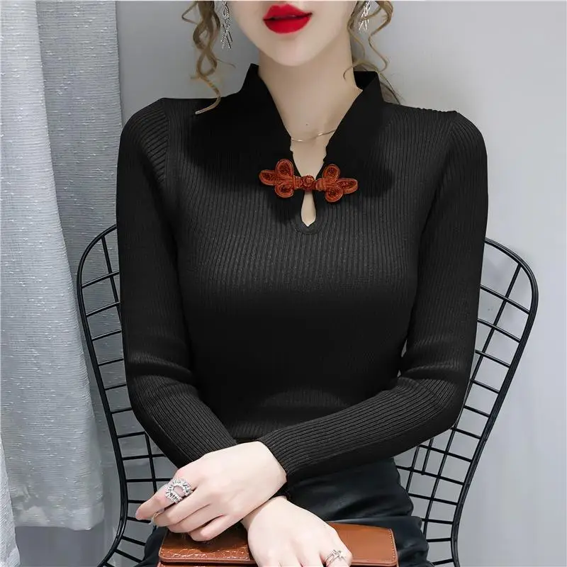 Women's Cream Knit Long-Sleeve Slim Shirt with Button Front - Image 7