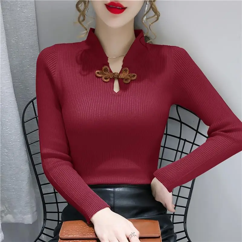 Women's Cream Knit Long-Sleeve Slim Shirt with Button Front - Image 8