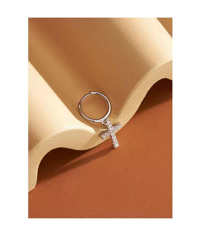 925 Sterling Silver Cross Diamond Earrings for Women — feature 14