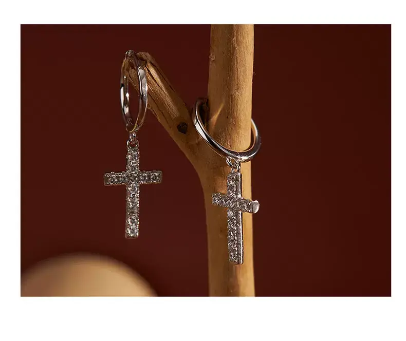 925 Sterling Silver Cross Diamond Earrings for Women — feature 16