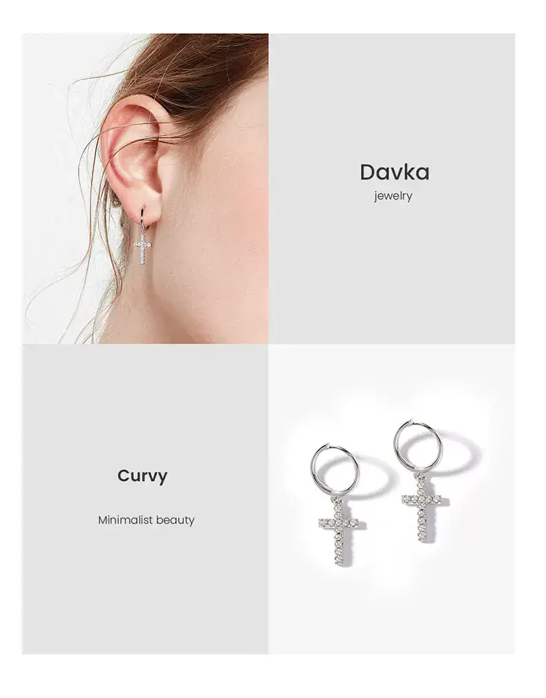 925 Sterling Silver Cross Diamond Earrings for Women — feature 8