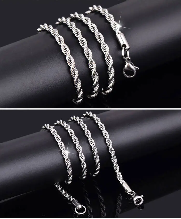 Plated Silver 4mm Twisted Rope Necklaces - Image 3