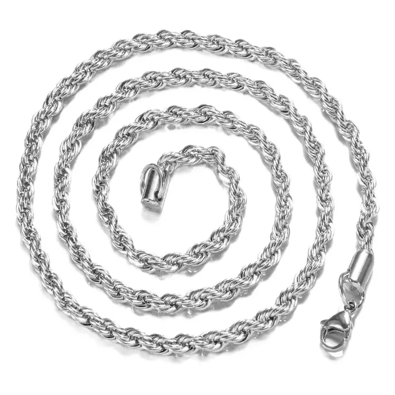 Plated Silver 4mm Twisted Rope Necklaces