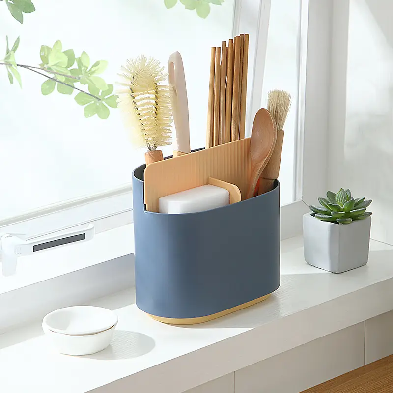Kitchen Chopstick Storage Barrel with Drain Rack - Image 7