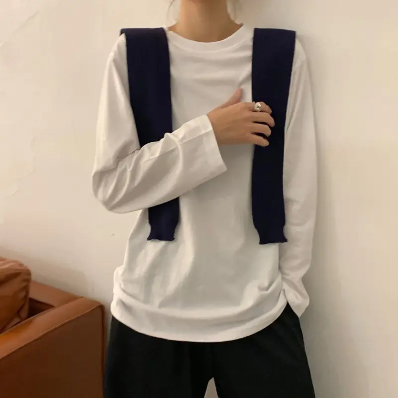 White Long Sleeve T-Shirt for Women Autumn 2025 - Image 4