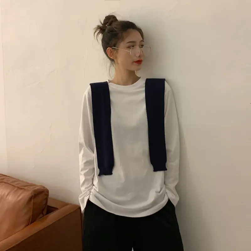 White Long Sleeve T-Shirt for Women Autumn 2025 - Image 5