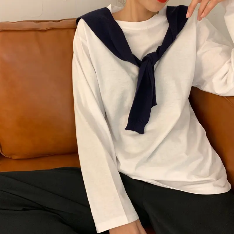 White Long Sleeve T-Shirt for Women Autumn 2025 - Image 6